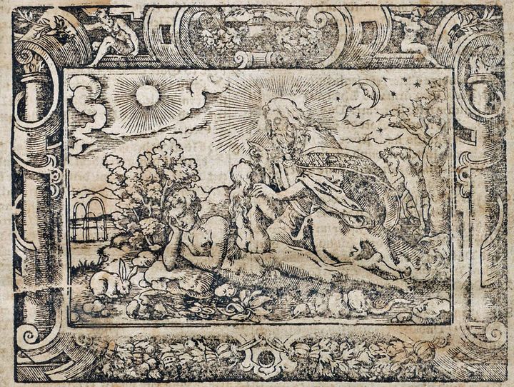 Die Erschaffung der Eva aus Biblia (1607)